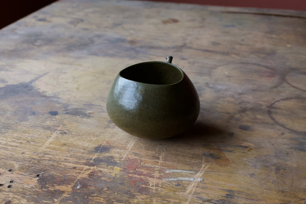 Walnut 'Harvest' Drinking Vessel With Green Urushi