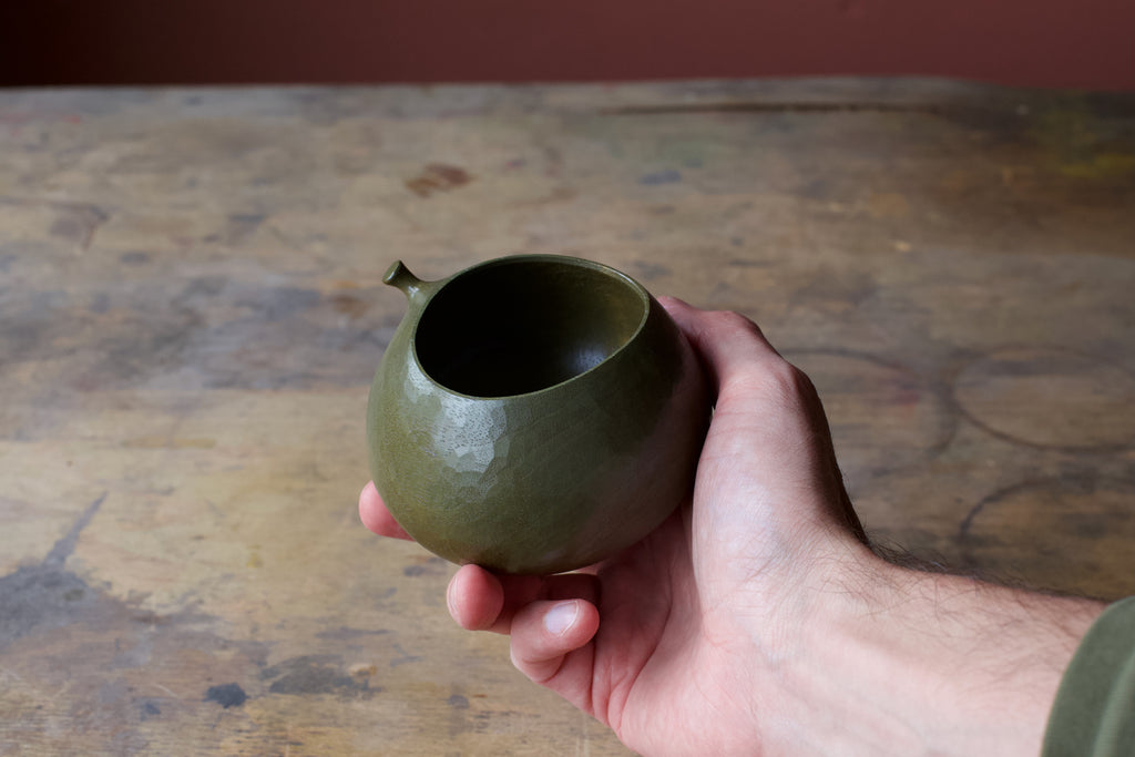 Walnut 'Harvest' Drinking Vessel With Green Urushi