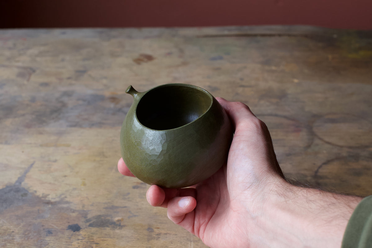 Walnut 'Harvest' Drinking Vessel With Green Urushi