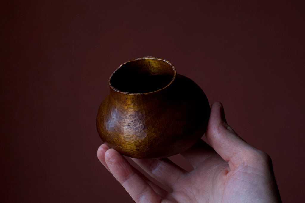 Walnut 'Pomegranate' Drinking Vessel With Urushi
