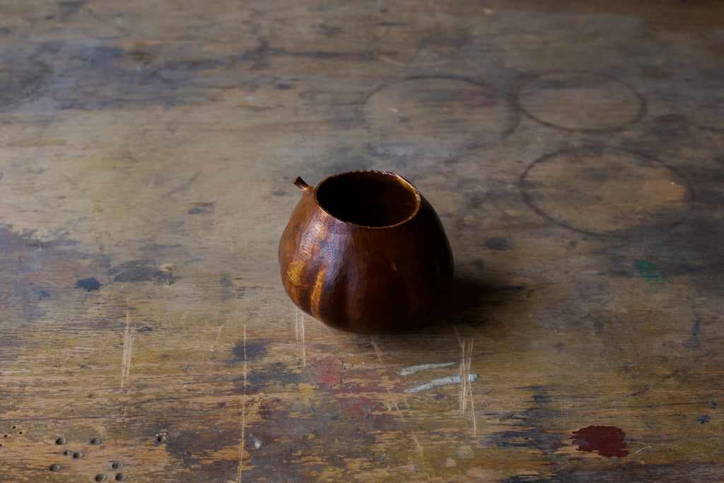 Walnut 'Pattypan' Drinking Vessel With Urushi