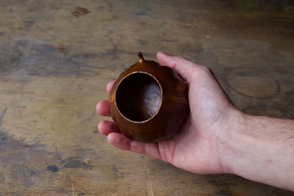 Walnut 'Pattypan' Drinking Vessel With Urushi
