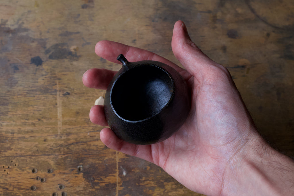 Small Walnut 'Harvest' Drinking Vessel With Black Urushi