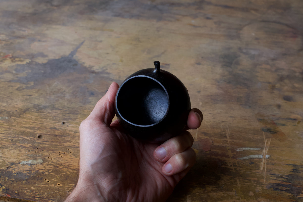 Small Walnut 'Harvest' Drinking Vessel With Black Urushi