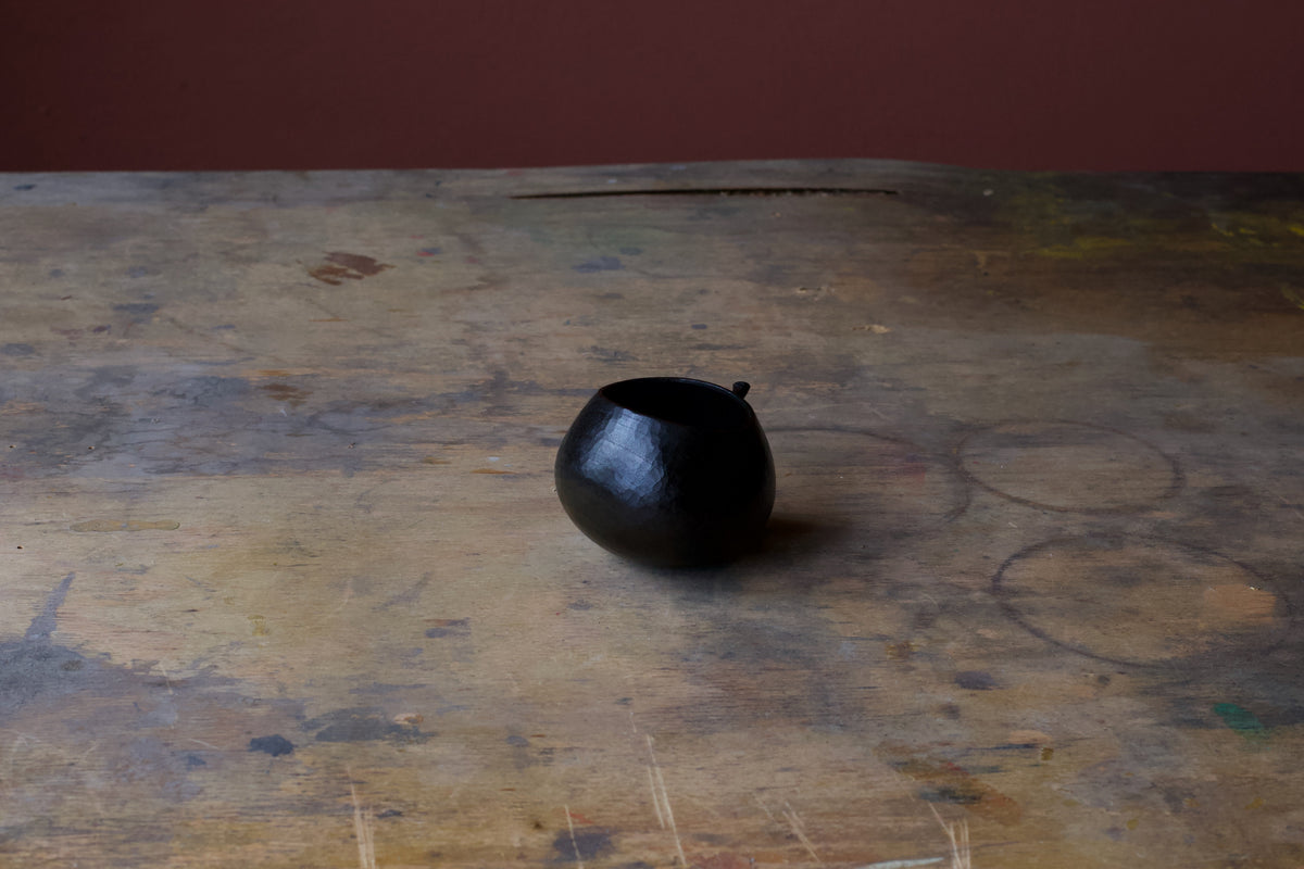 Small Walnut 'Harvest' Drinking Vessel With Black Urushi