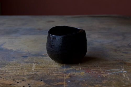 Black Walnut 'Beaker' Drinking Vessel With Black Urushi