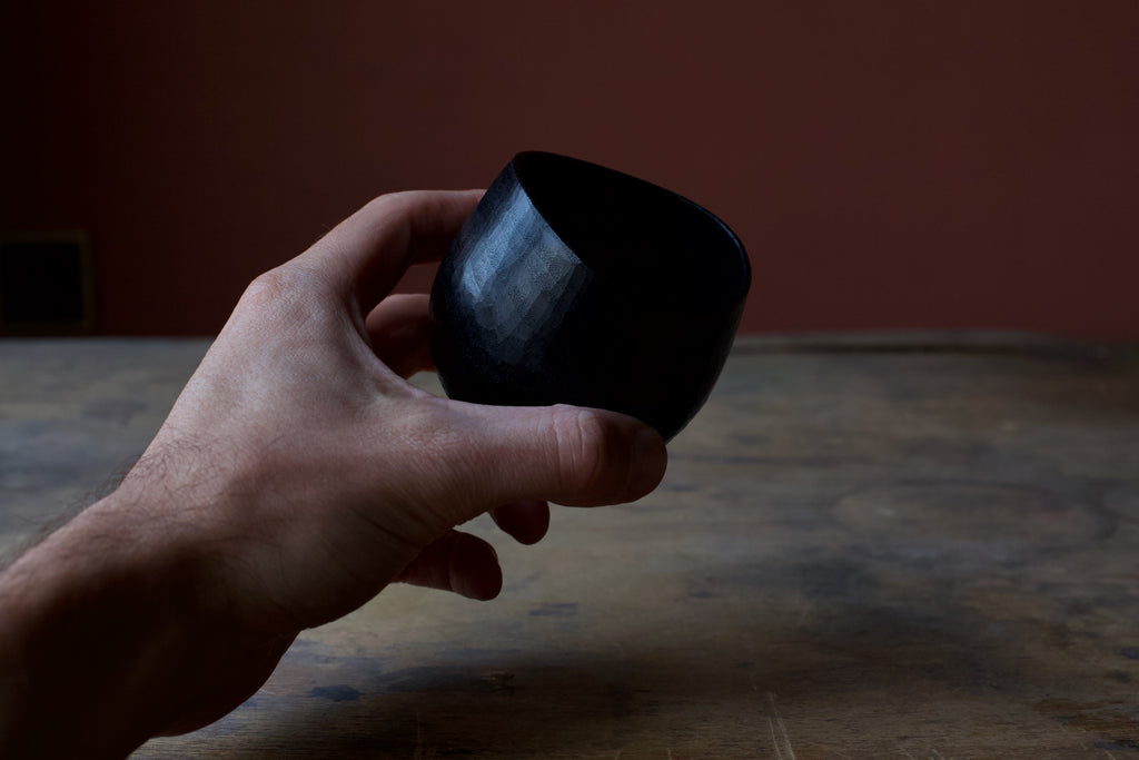 Black Walnut 'Beaker' Drinking Vessel With Black Urushi