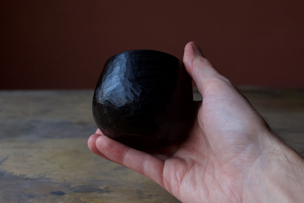 Black Walnut 'Beaker' Drinking Vessel With Black Urushi