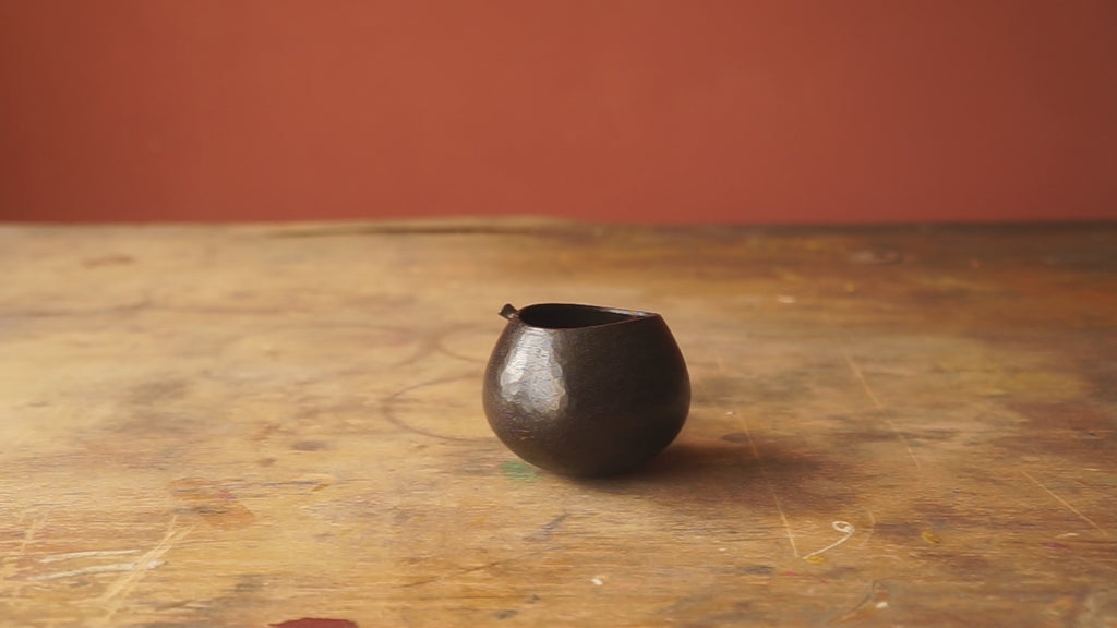 Small Walnut 'Harvest' Drinking Vessel With Black Urushi