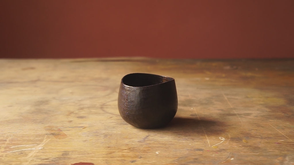 Black Walnut 'Beaker' Drinking Vessel With Black Urushi