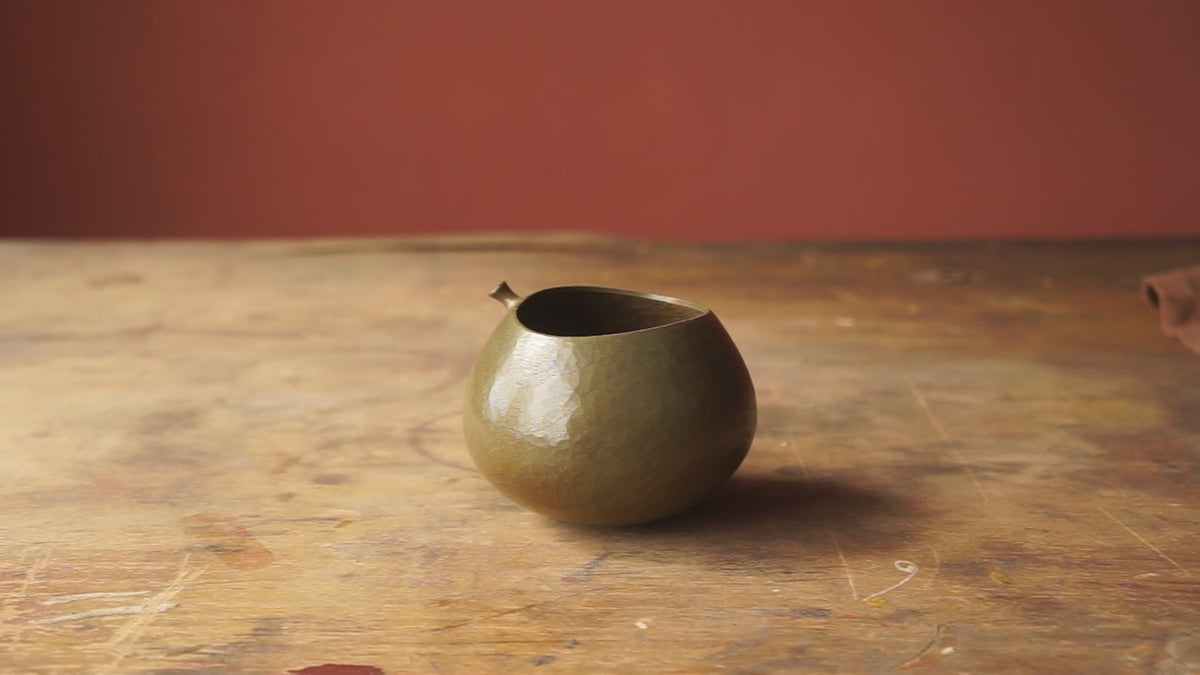 Walnut 'Harvest' Drinking Vessel With Green Urushi